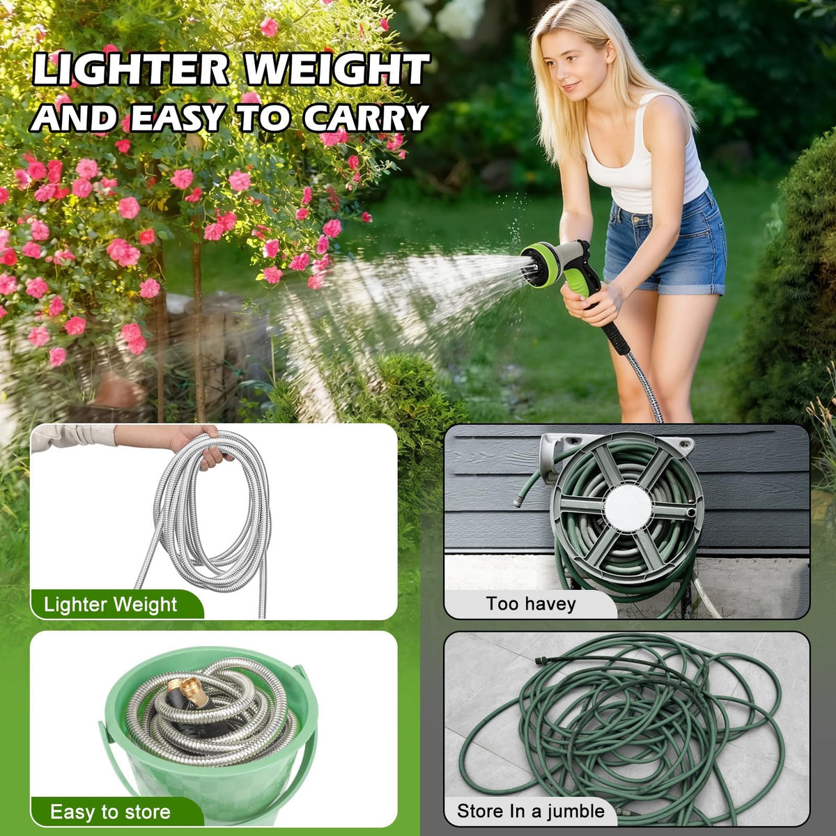 100 ft Stainless Steel Heavy Duty Garden Hose X30411
