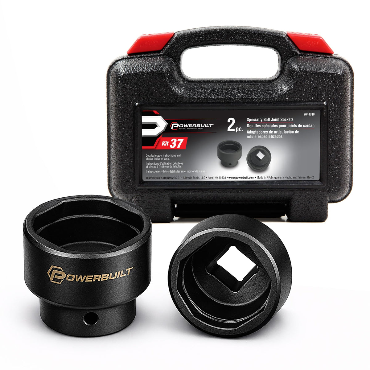 2 Piece Ball Joint Socket Set, 3/4" Drive with Storage Case V37694