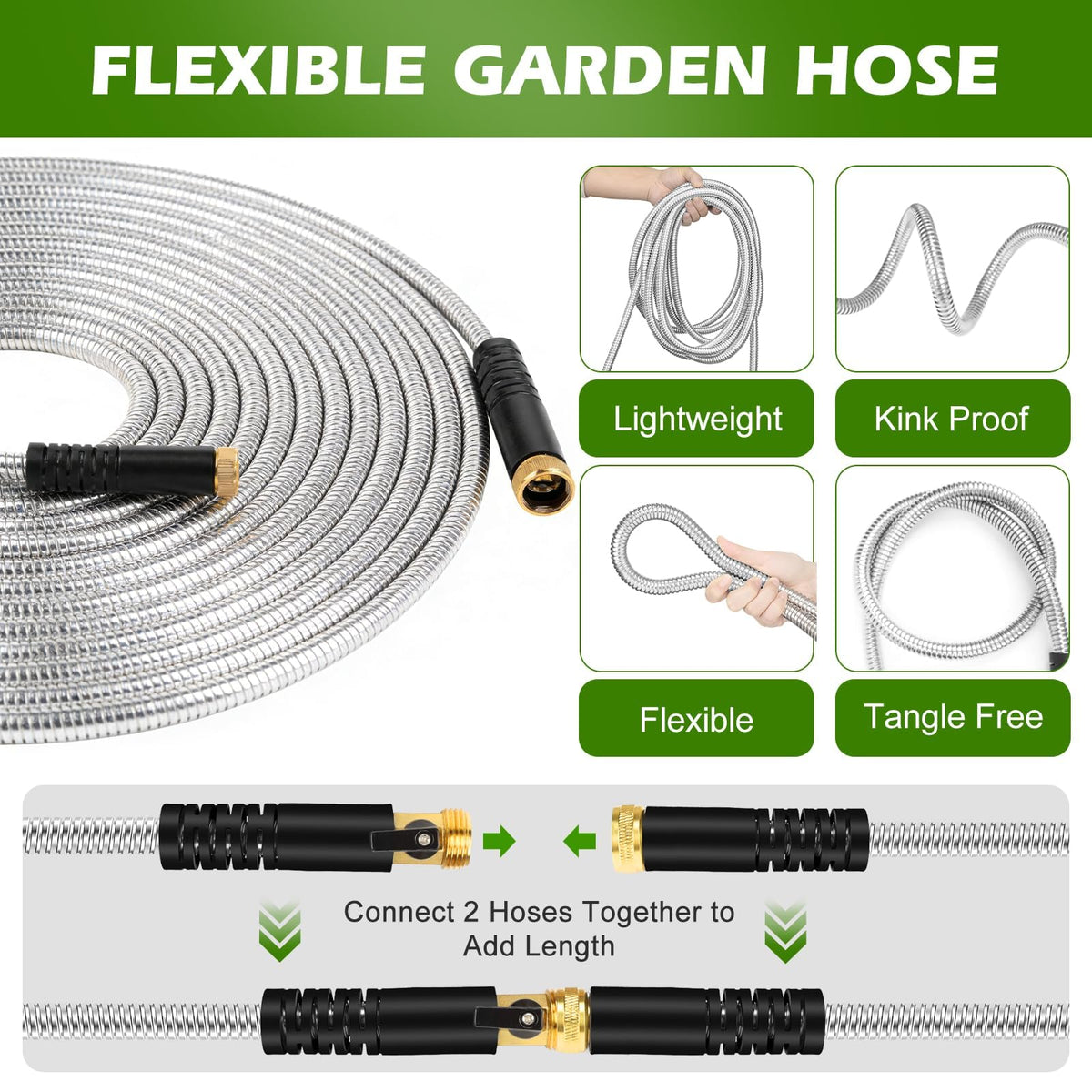 100 ft Stainless Steel Heavy Duty Garden Hose X30411