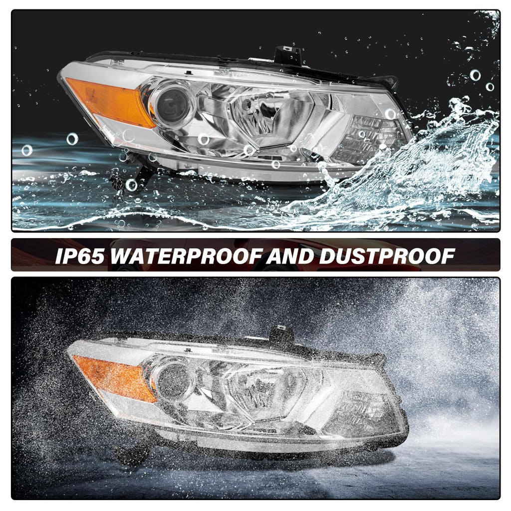 Headlight Assembly Replacement Chrome Housing with Amber Reflector K27153
