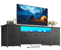 63 Inch 11 Drawer TV Stand with Power Outlets and LED Lights G48686