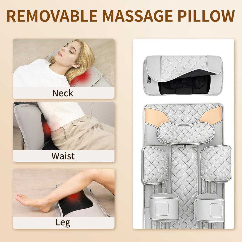 Heated Full Body Massage Mat with Movable Shiatsu Neck Massager H867428