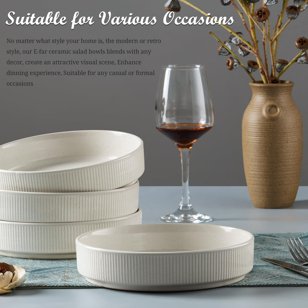 Pasta Bowls Set of 4, 35oz Ceramic, White, 8" I9394
