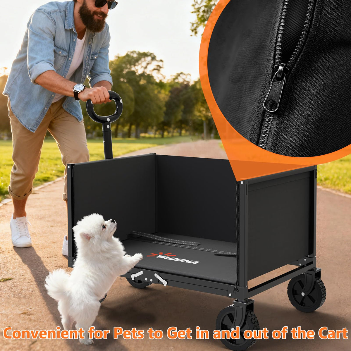 3 in 1 Foldable Wagon Cart with Sturdy Wheels K879661