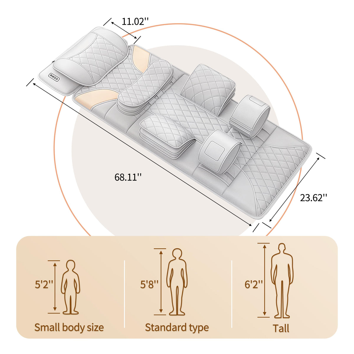 Heated Full Body Massage Mat with Movable Shiatsu Neck Massager H867428