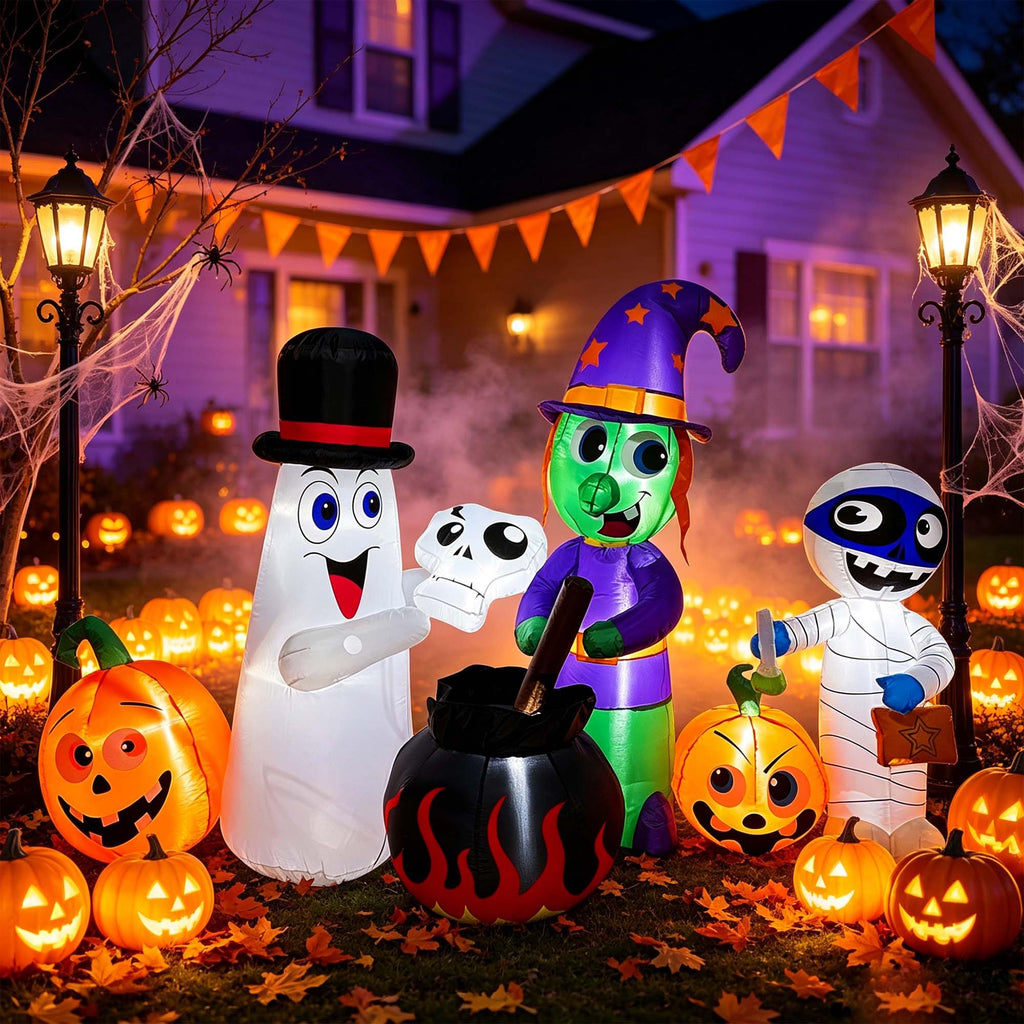 8 FT Halloween Inflatable Witch Ghost Mummy Combo Decorations D386977