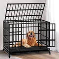 48 Inch Heavy Duty Collapsible Metal Dog Crate with Wheels X783