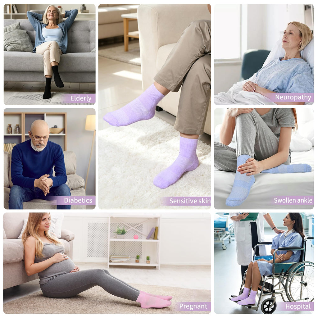 5 Pairs Non Binding Wide Stretchy Ankle Socks Z5778