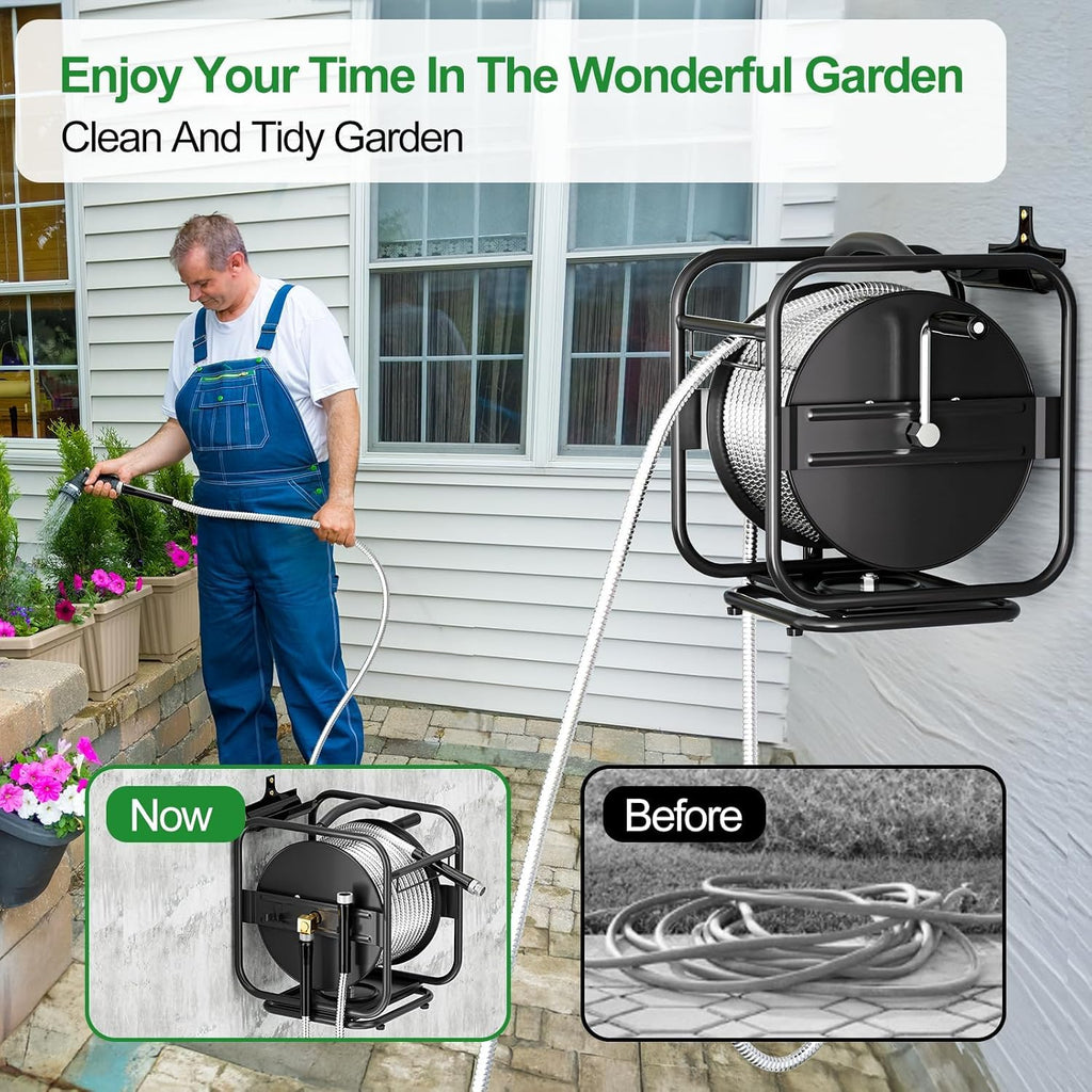 Garden Hose Reel With 100Ft Metal Water Pipe A313270