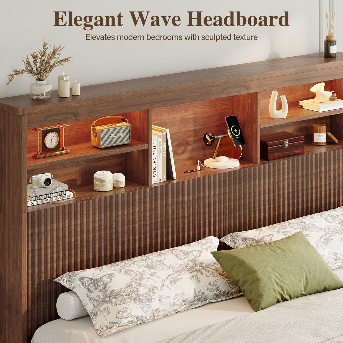 Queen Size Wood Bed Frame with 4 Storage Drawers D3545