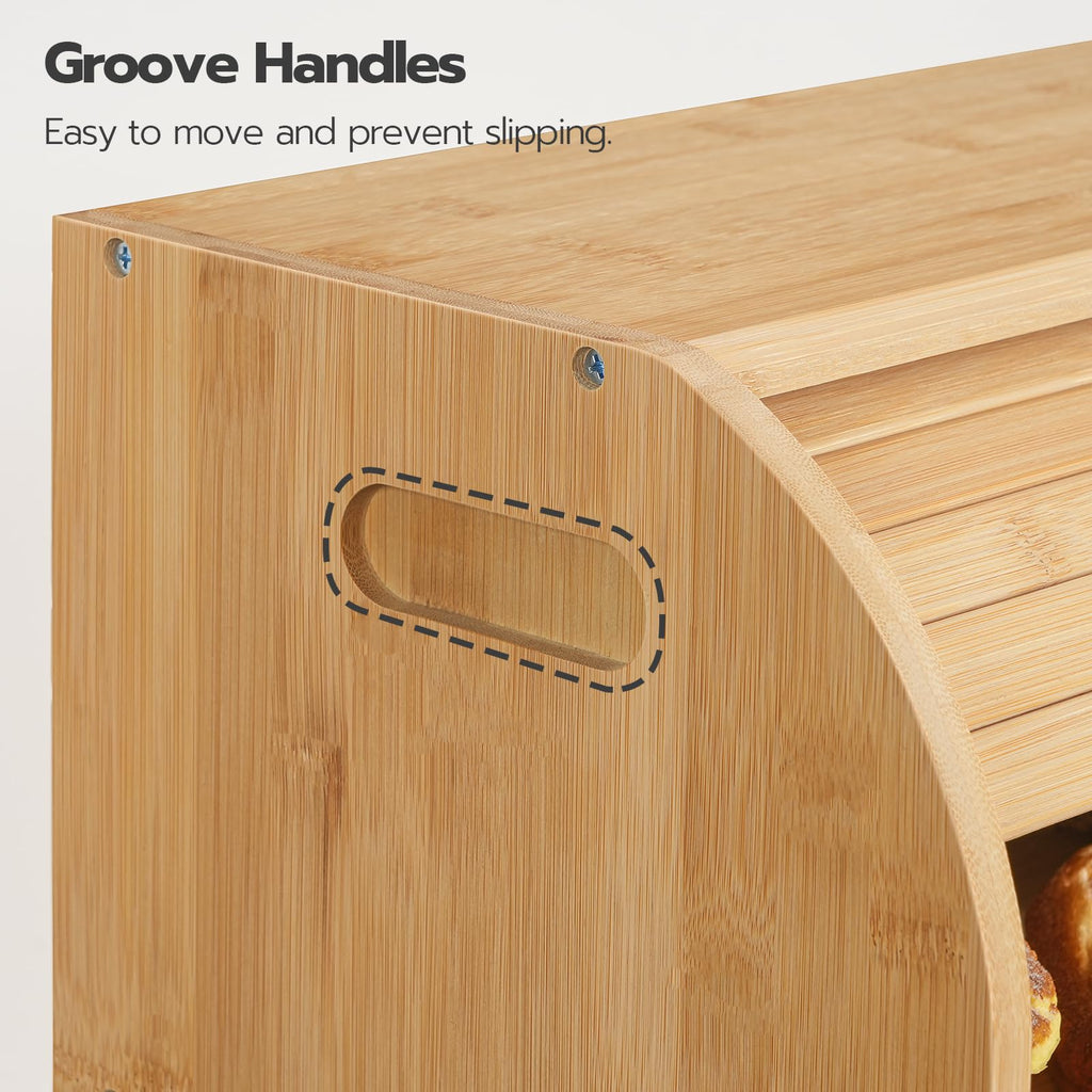 Bamboo 2 Tier Roll-Top Bread Box S440490