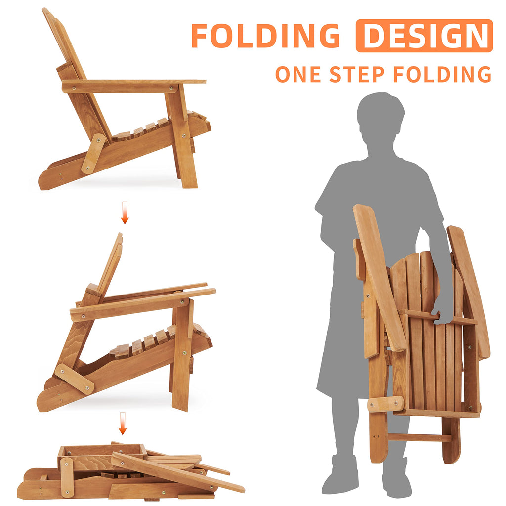Oversize Wooden Outdoor Folding Chair Set of 2 Z51108