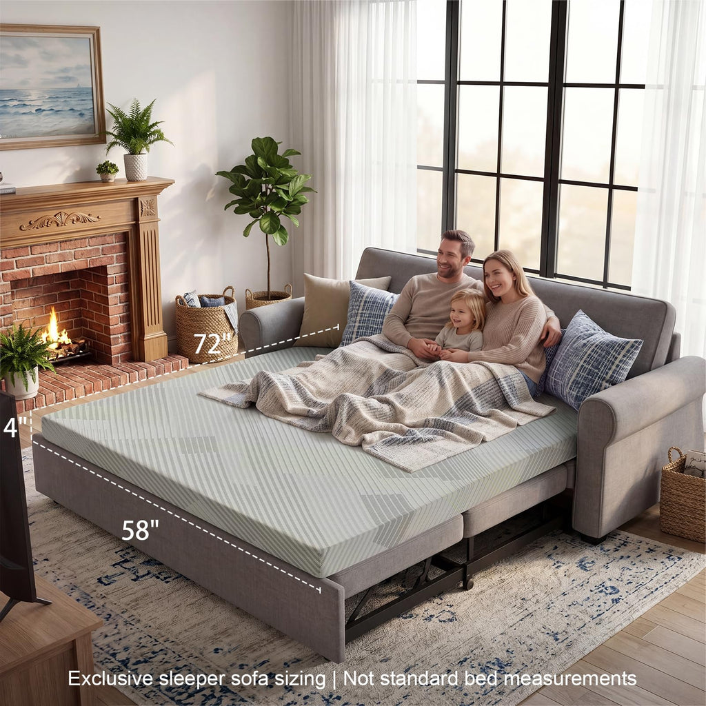 4 Inch Memory Foam Sofa Bed Mattress with Removable Washable Cover M494593