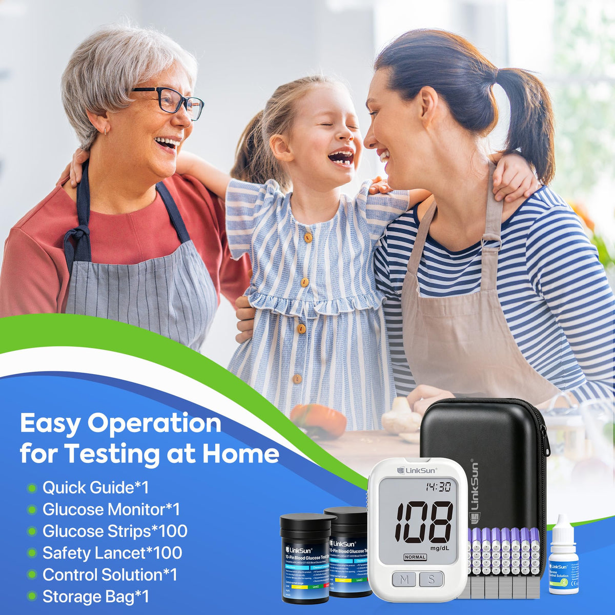 Glucose Monitor with 100 Strips & Safety Lancets D6591