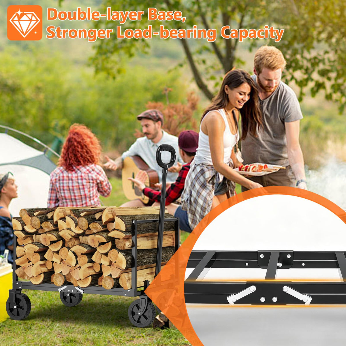 3 in 1 Foldable Wagon Cart with Sturdy Wheels K879661