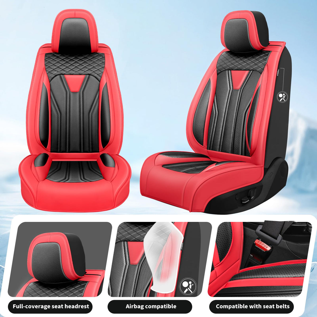Car Seat Covers Red & Black F312