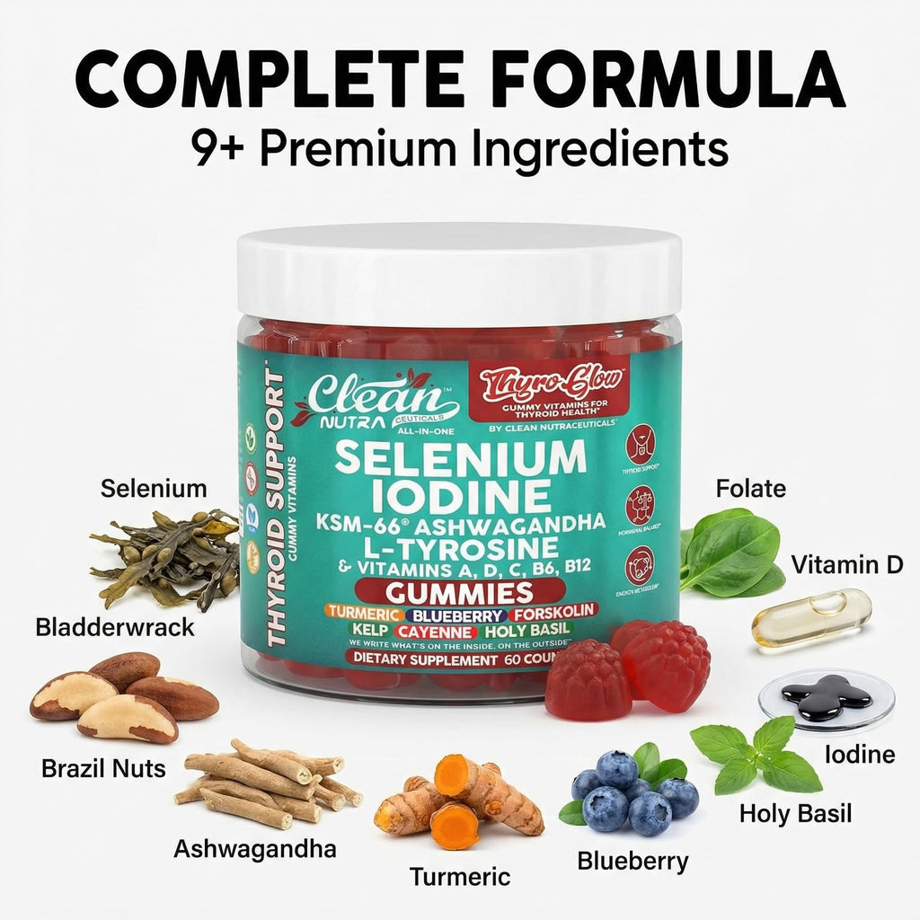 Thyroid Support Gummies Selenium Iodine Ashwagandha Turmeric Blueberry U3985