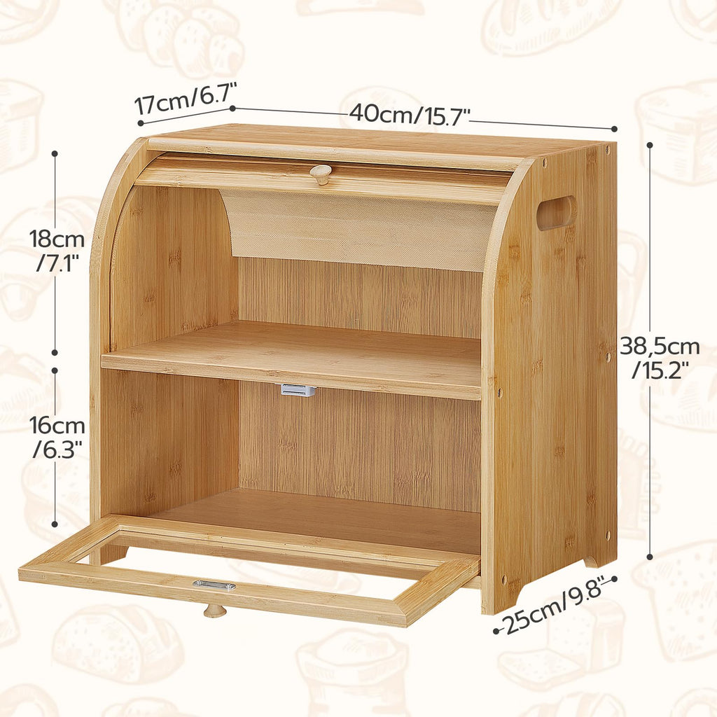 Bamboo 2 Tier Roll-Top Bread Box S440490