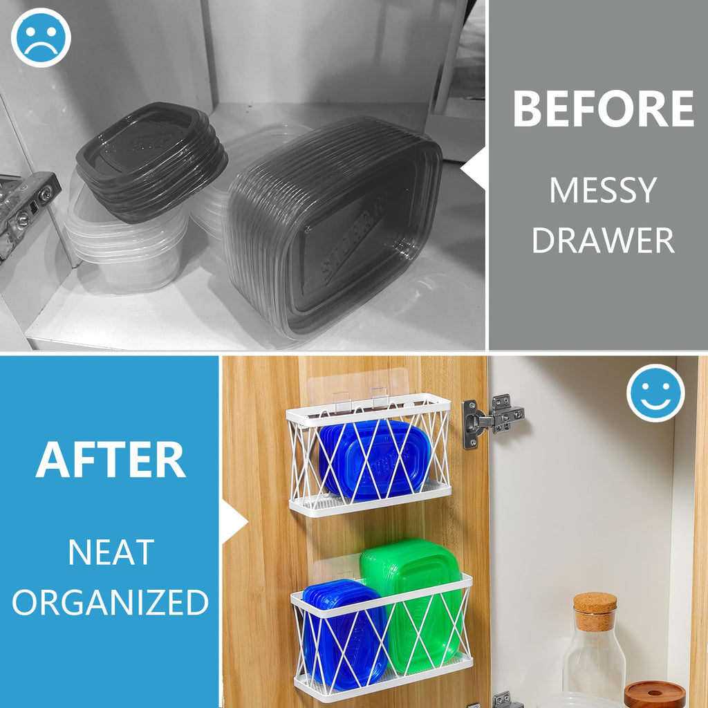 3 Pack White Stainless Steel Adhesive Cabinet Door Organizer C54672