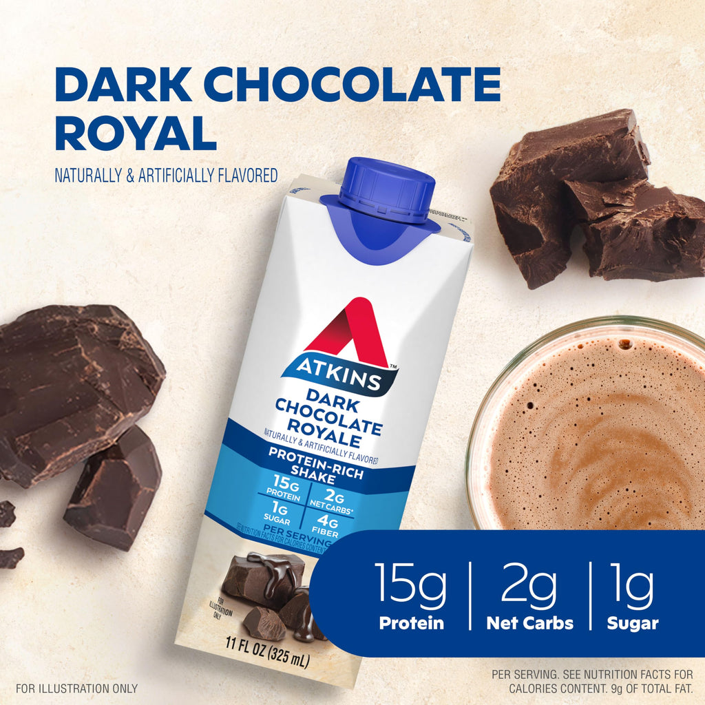 Dark Chocolate Protein Shake, 15g Protein, 2g Net Carb, 12 Count & Peanut Butter Cups, 0g Sugar, 20 Count V65891