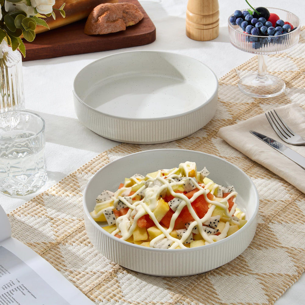 Pasta Bowls Set of 4, 35oz Ceramic, White, 8" I9394