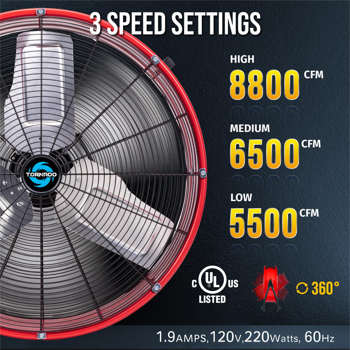 24 Inch High Velocity 3 Speed Metal Drum Fan R236648