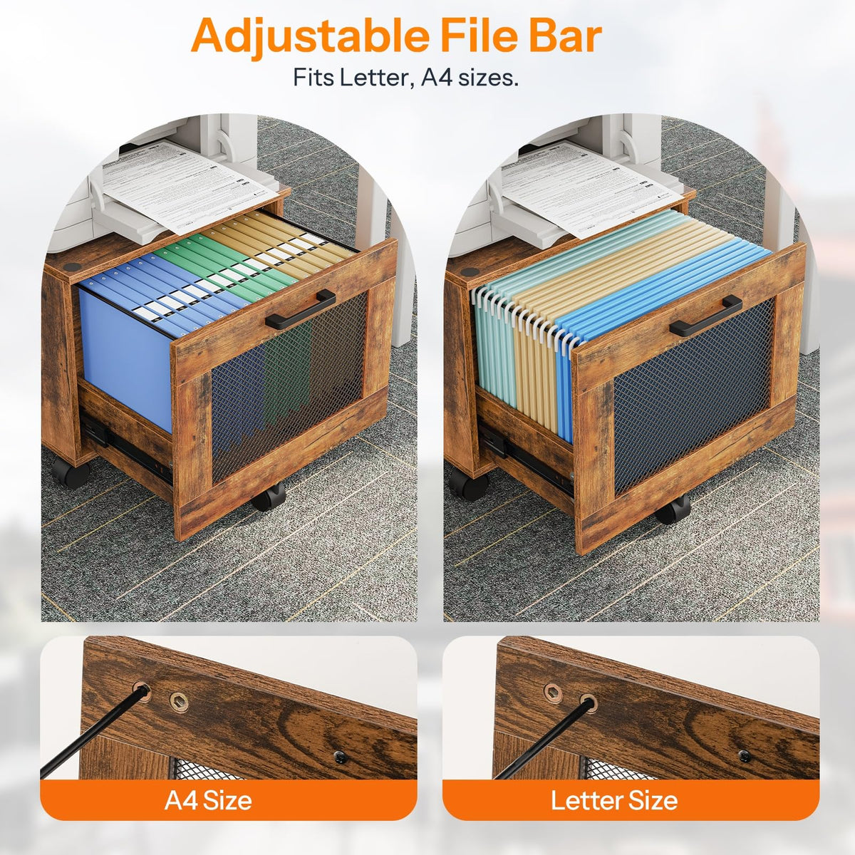 Rolling File Cabinet with Drawer J408643