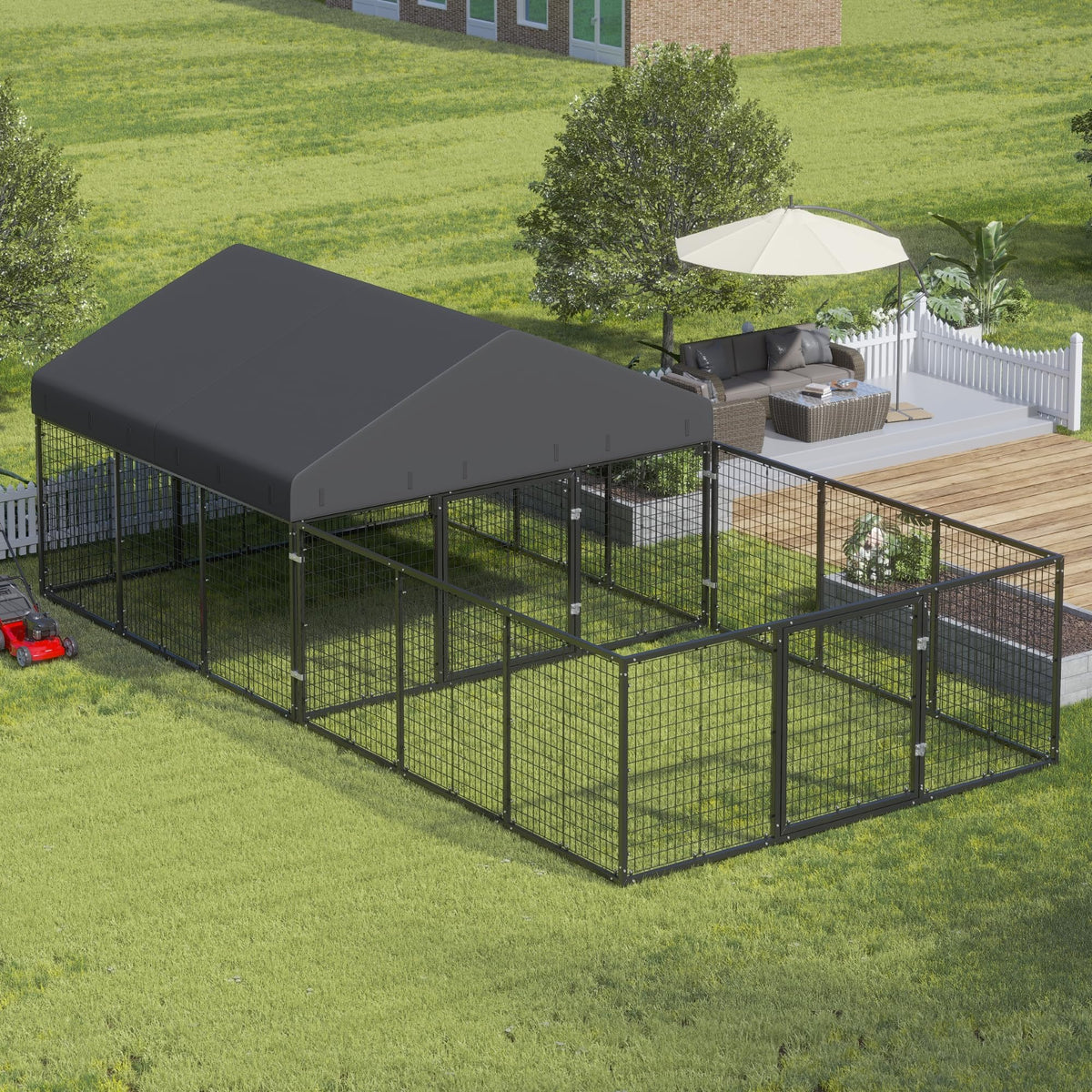 Outdoor Dog Kennel with Dog Fence S663059