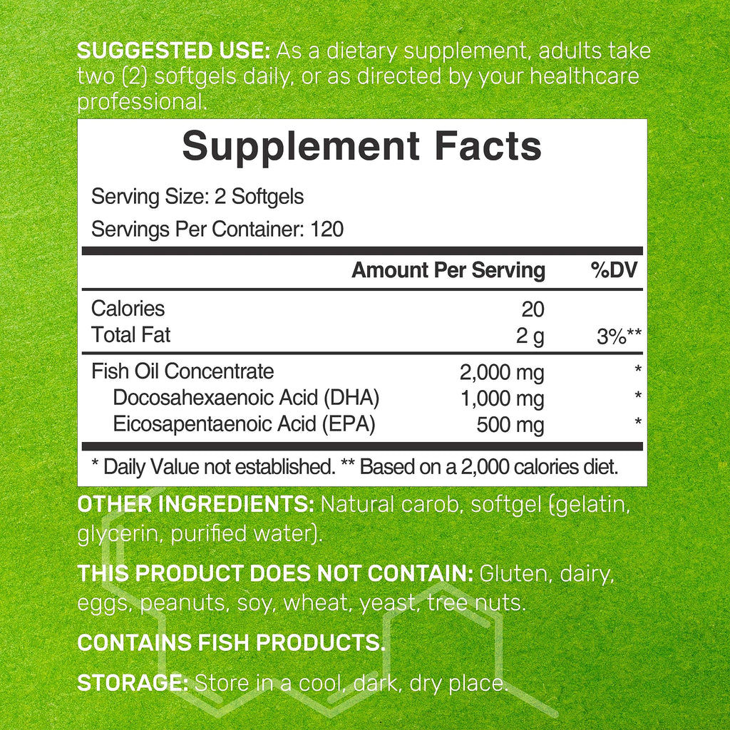 240 Softgels Lemon Flavor DHA 1000mg EPA 500mg Omega-3 Softgels T5280